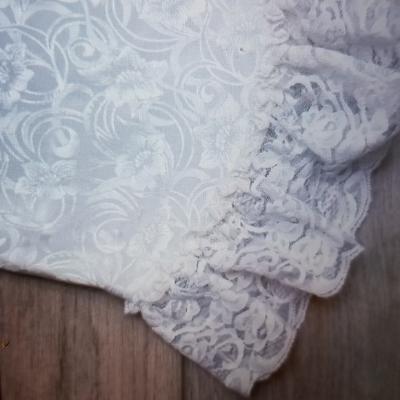 SEXY LACE LARGE VINTAGE Y2K VAL MODE WHITE FLORAL SATINY CHEMISE BABYDOLL NWOT - Picture 10 of 14